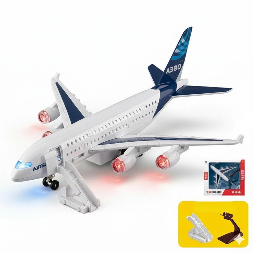 Модель пасажирського літака Airbus A380 зі сплаву зі світлом, звуком та інерційним механізмом Білий - фото 2 Модель пасажирського літака Airbus A380 зі сплаву зі світлом, звуком та інерційним механізмом Білий - фото 2