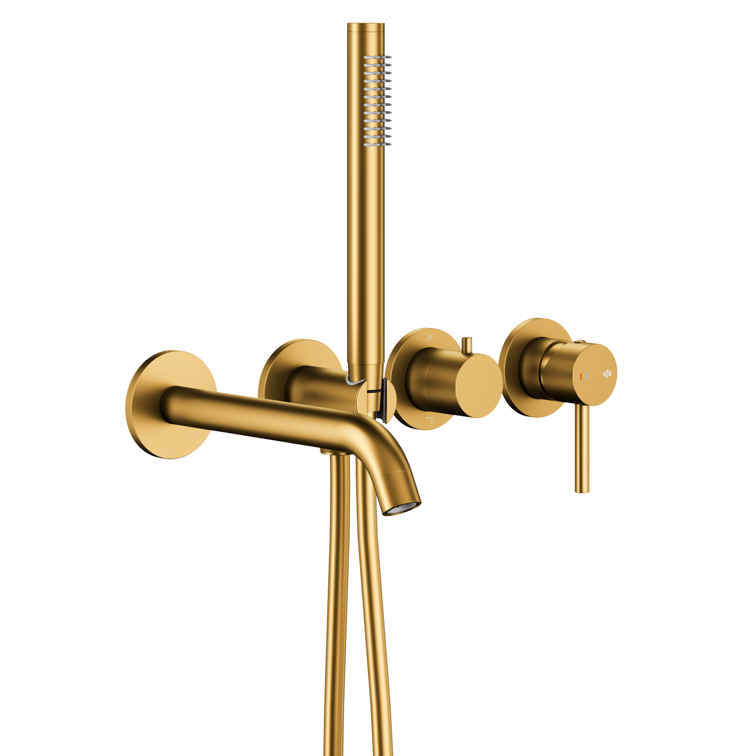 Смеситель для ванны KFA Armatura Moza двухрычажный Золото матовое (5039-411-31)