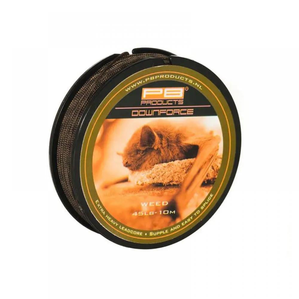 Лідкор м'який PB Downforce Weed 45lb зі свинцевим сердечником з голкою для в'язання оснастки 10 м Зелений