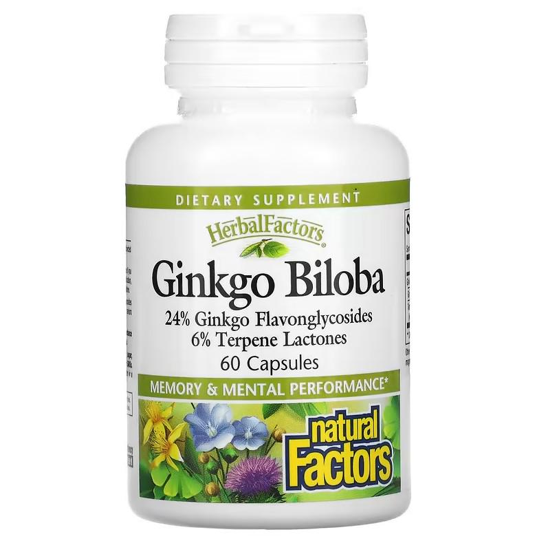 Натуральная добавка Natural Factors Ginkgo Biloba 60 капсул