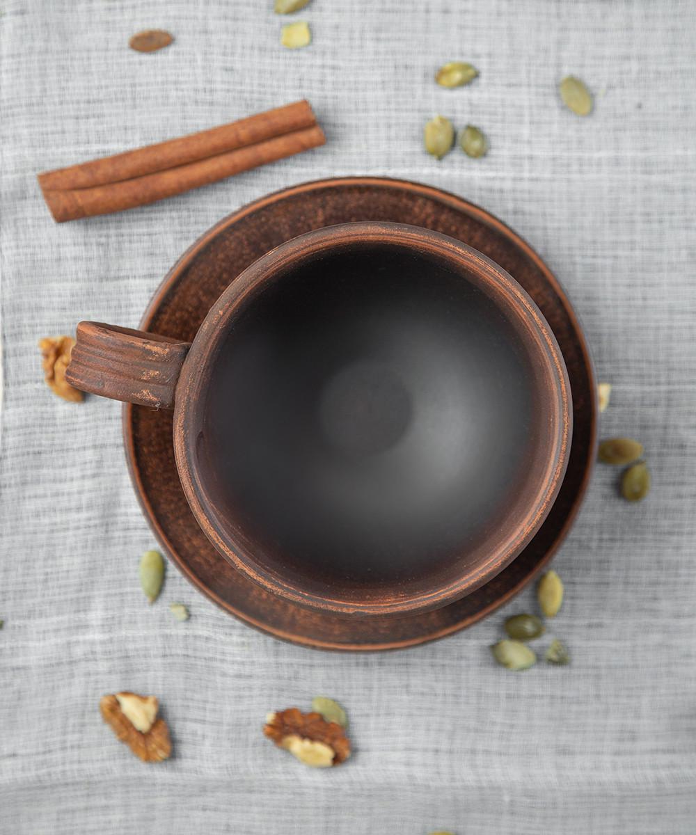 Чашка Винт с блюдцем из красной глины ручная работа 200 мл (1370-1372) - фото 3