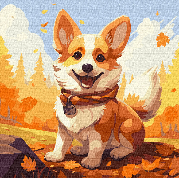 Картина по номерам Идейка Игривый корги art_selena 40х40 см (KHO6535)