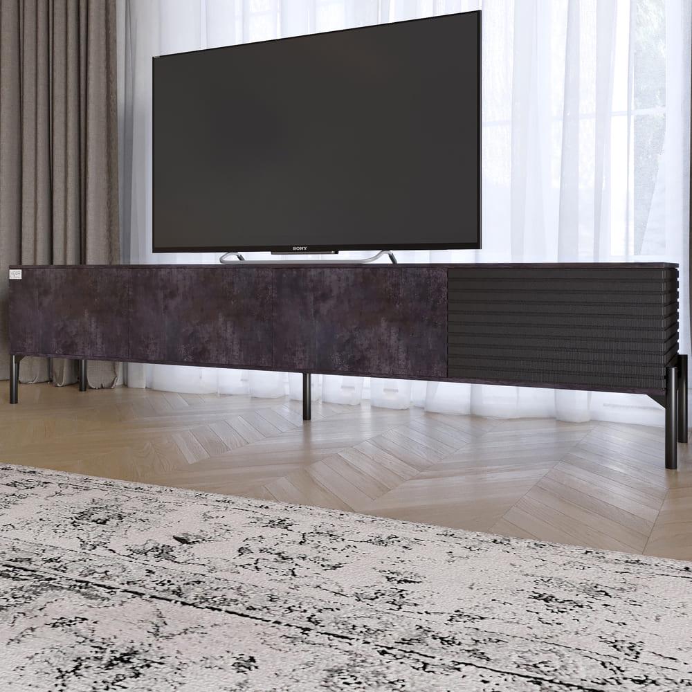 Тумба под телевизор Lion Грей на черных металлических ножках Бетон темный/Асфальт (000-000-2444)