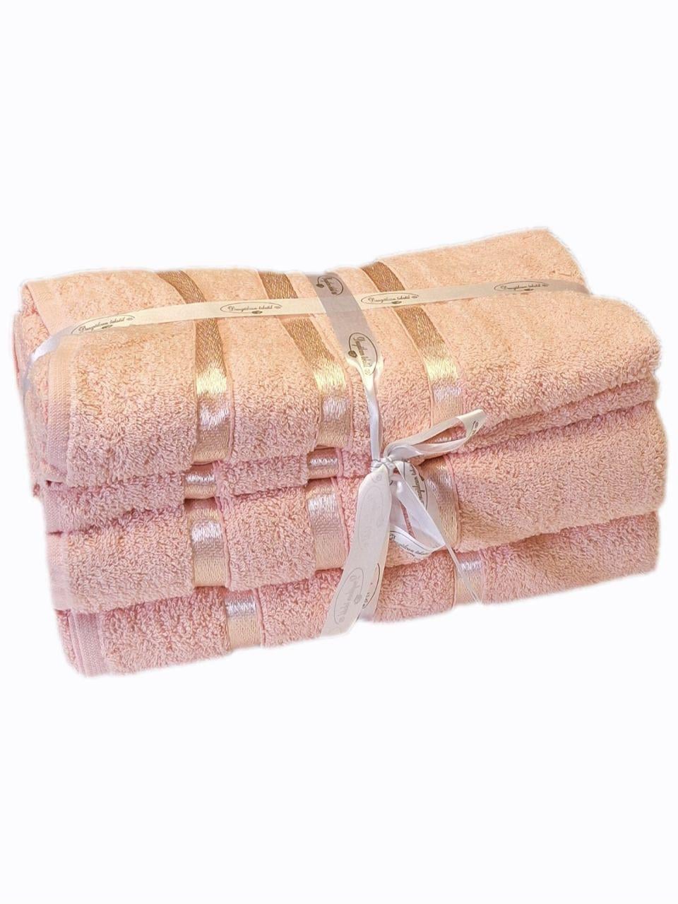 Полотенца махровые подарочные Gulcan 4 шт. Персиковый (2172)