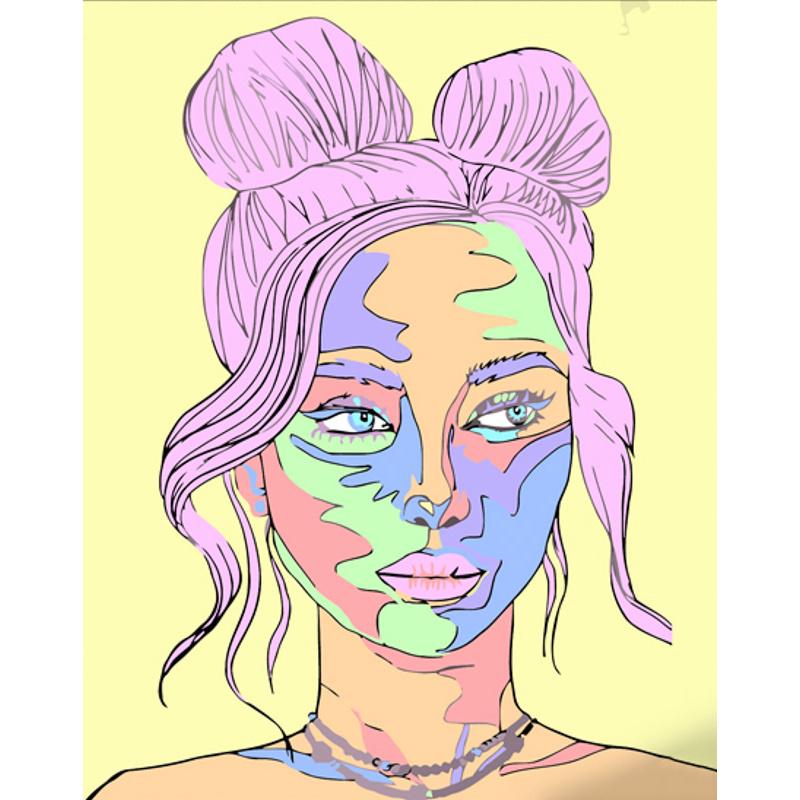 Картина по номерам Strateg Премиум Цветная девушка 40х50 см (DY323)