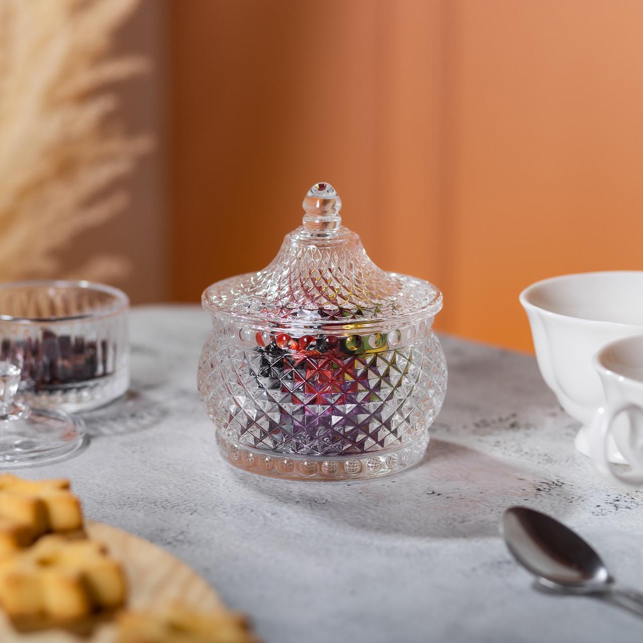 Сахарница стеклянная Glass Jay с крышкой в восточном стиле алмазы Прозрачный - фото 6 Сахарница стеклянная Glass Jay с крышкой в восточном стиле алмазы Прозрачный - фото 6