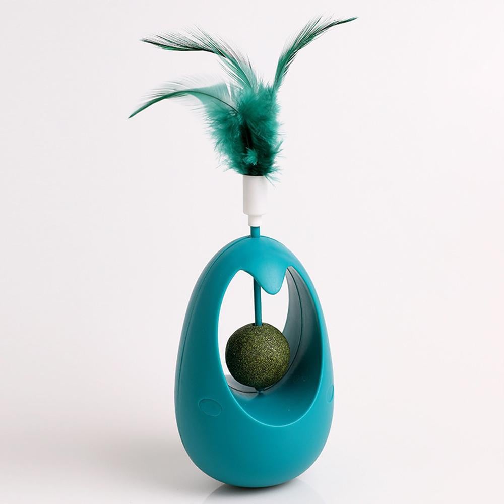 Игрушка-дразнилка интерактивная неваляшка для собак/котов с перьями и мячиком Синий (24034763)