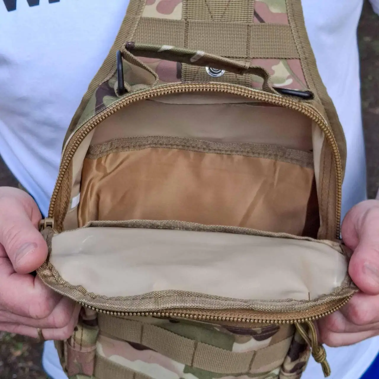 Рюкзак тактический однолямочный Tactical с системой MOLLE 5 л Мультикам (095 multicam) - фото 8 Рюкзак тактический однолямочный Tactical с системой MOLLE 5 л Мультикам (095 multicam) - фото 8