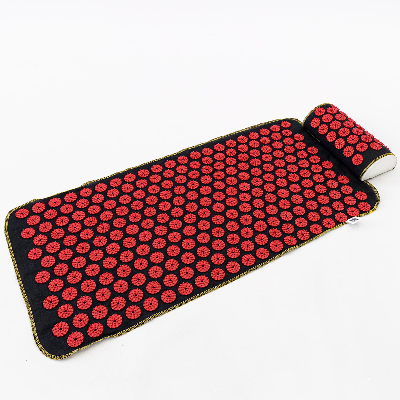 Масажний килимок з валиком OSPORT n-0004 Чорно-червоний