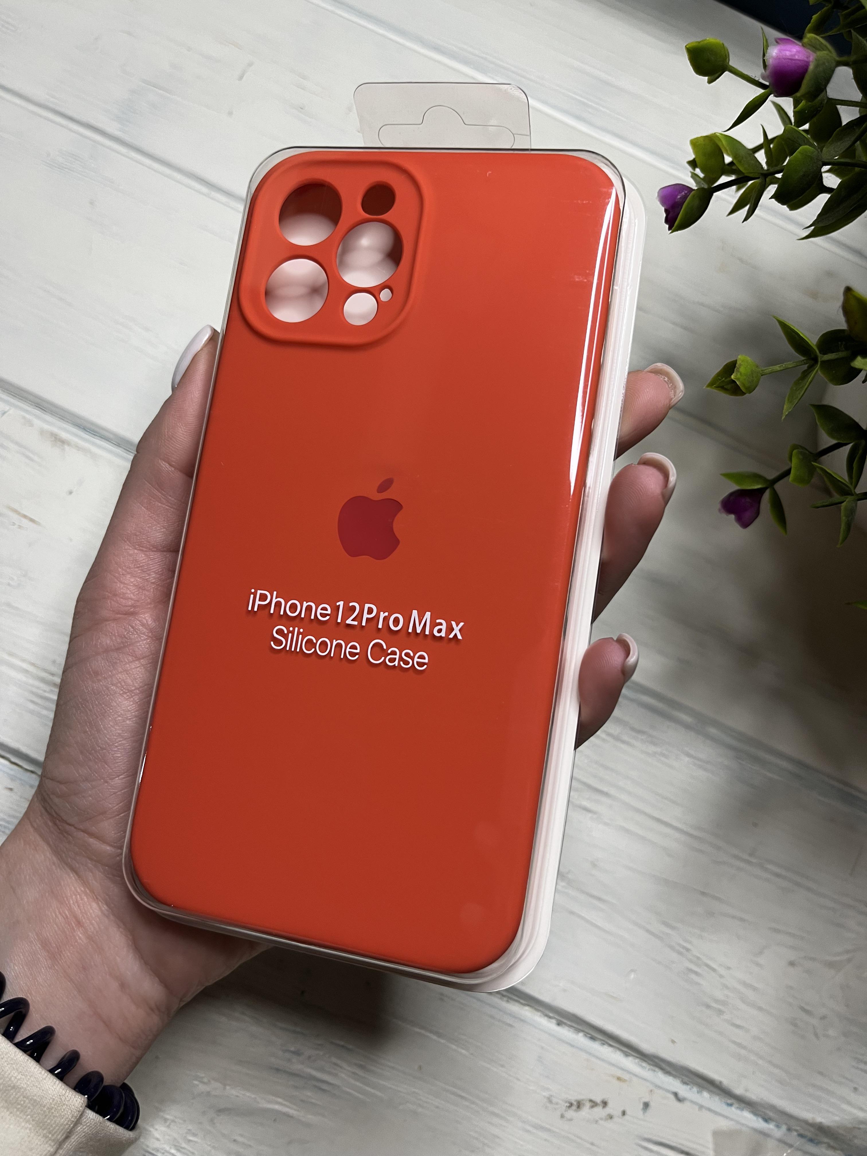 Чехол накладка на iPhone (Айфон) 12 Pro Max квадратные борта silicone case full camera Apple
