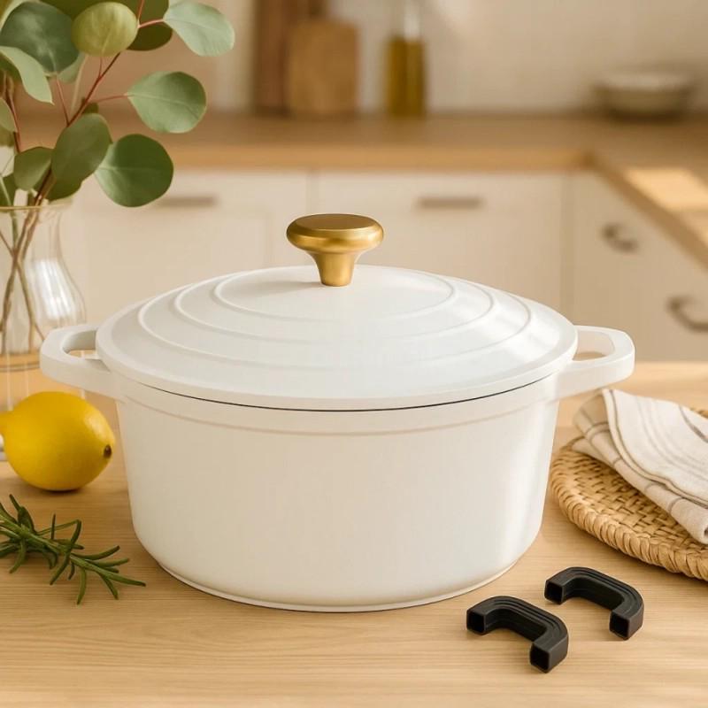 Кастрюля Edenberg EB-12095 с мраморным покрытием и металлической крышкой 6,5 л 28х13 см Белый (EB-12095) - фото 1