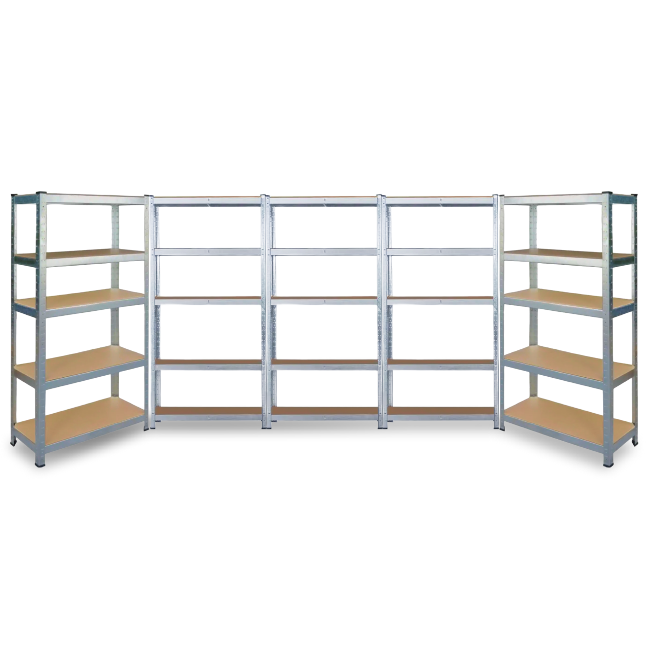 Стеллаж металлический 5 секции 25 полок МДФ до 175 кг на полку 180х450х40 см Оцинкованный (1573356352)