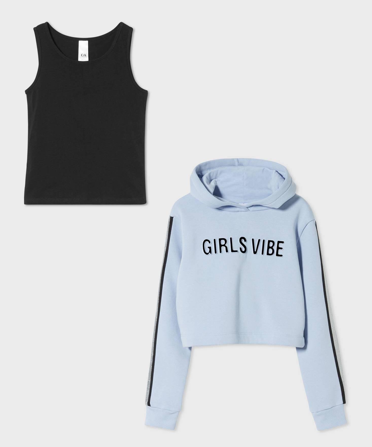 Худи с майкой для девочки C&A 134-140 размер голубое 2159863