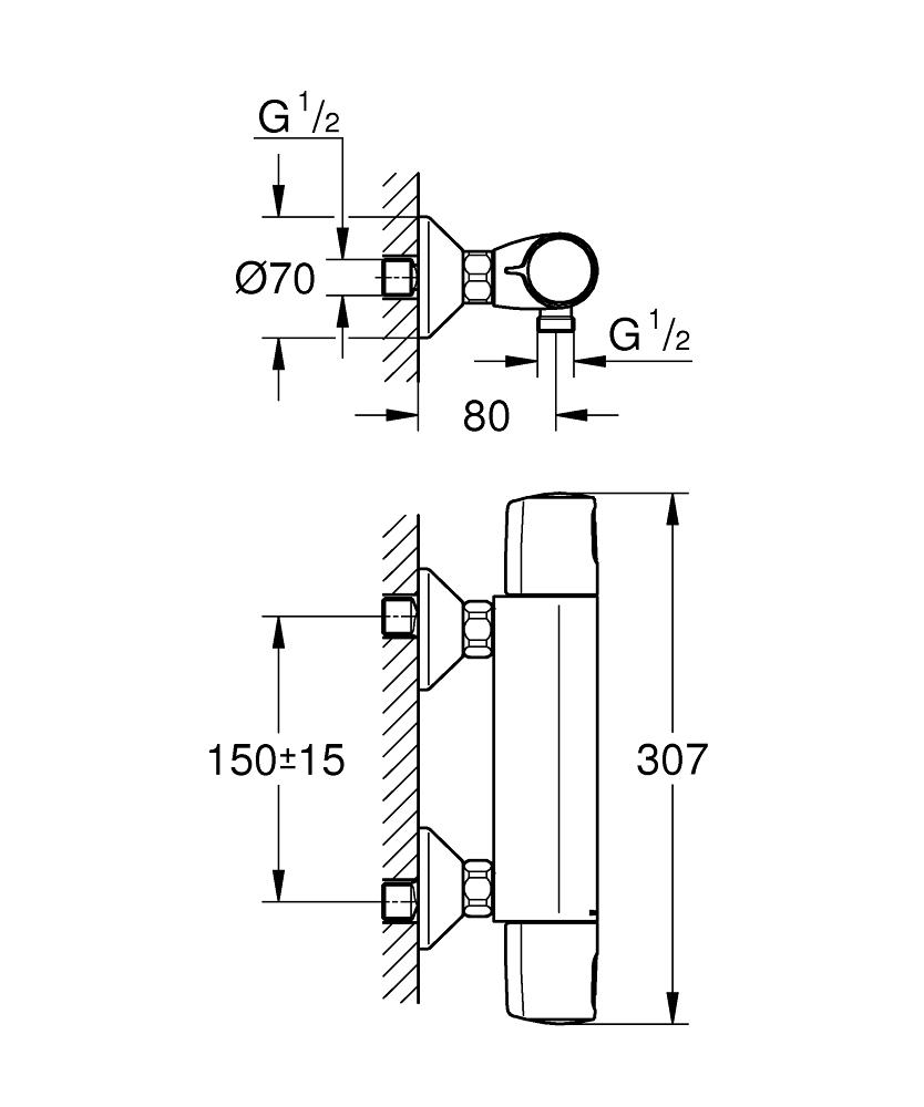 Cмеситель для душа Grohe Precision Trend 34229002 с термостатом Хром (149982) - фото 2