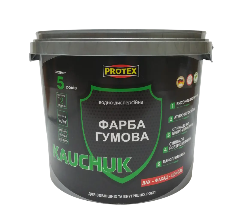 Краска высокоэластичная Protex KAUCHUK proof Water Based 11 кг Желтый RAL 1021 (3014750925)