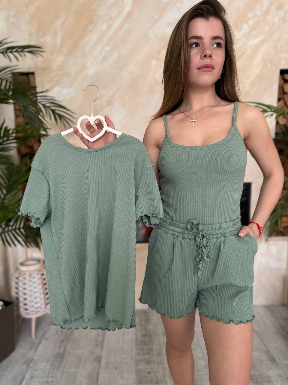 Пижама женская S Оливковый (П4К-al-rub-25-002) - фото 3