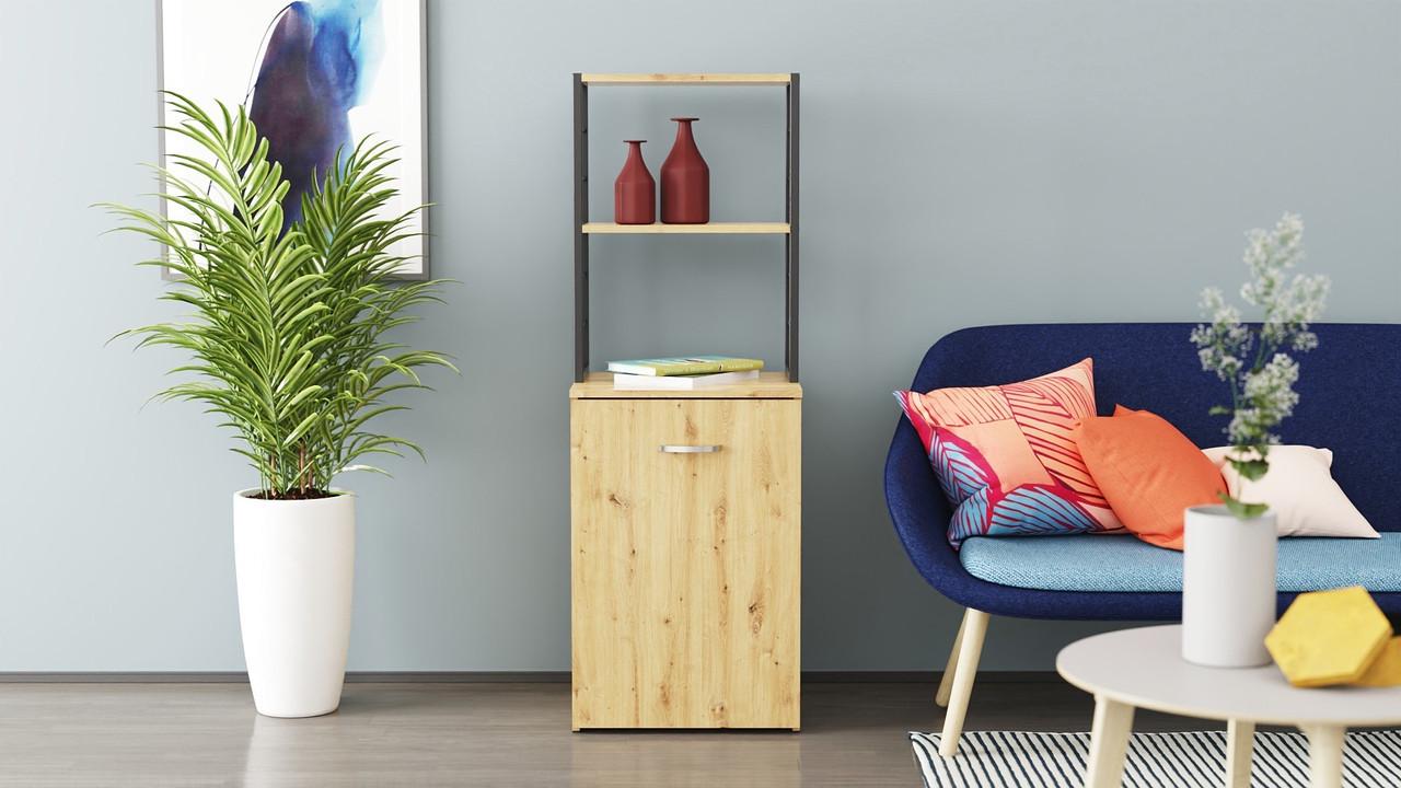 Стіл-тумба трансформер Ferrum-decor Смарт 4/1 з етажеркою метал/ДСП 16 мм 1430x1450x500 мм Чорний/Дуб Артизан (FRD-105128) - фото 7 Стіл-тумба трансформер Ferrum-decor Смарт 4/1 з етажеркою метал/ДСП 16 мм 1430x1450x500 мм Чорний/Дуб Артизан (FRD-105128) - фото 7