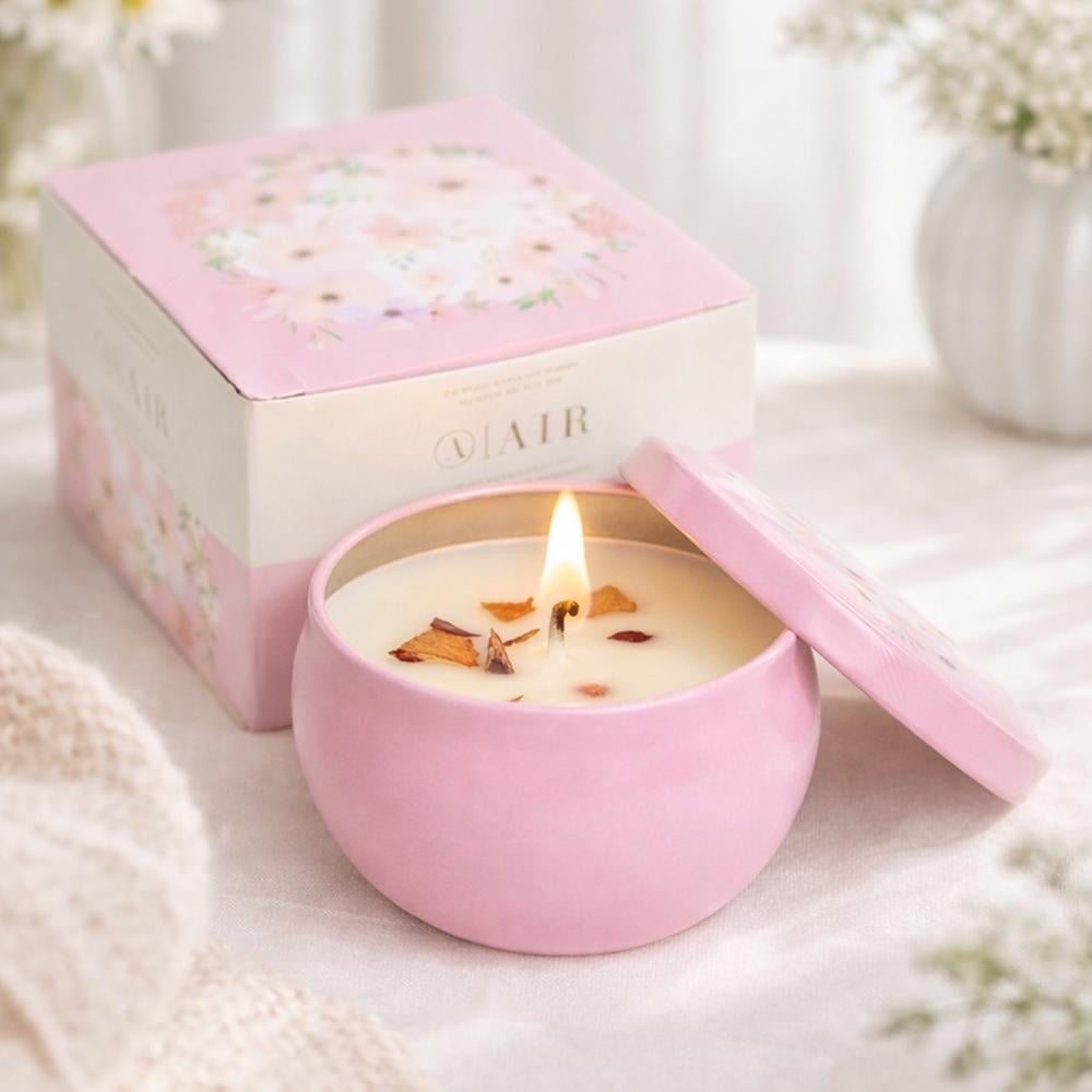 Аромасвеча в металлической баночке с крышкой 60 г 6x4 см Розовый (37-рож-124526)