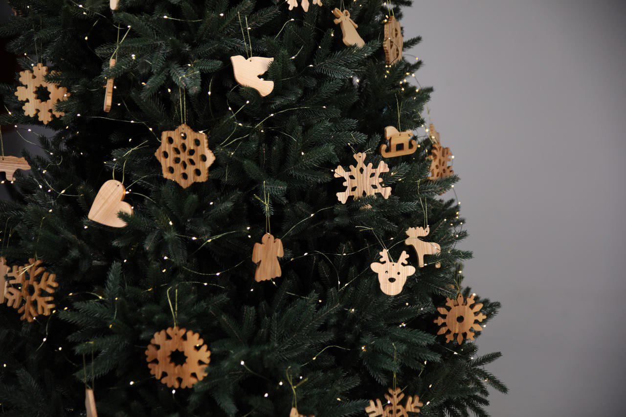 Игрушки новогодние из ясеня комплект 4 шт. 8/9 cм (WD-200.3) - фото 3