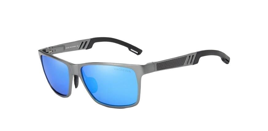 Мужские солнцезащитные очки KINGSEVEN DESIGN N7180 в классической оправе с поляризованными линзами Серый/Синий