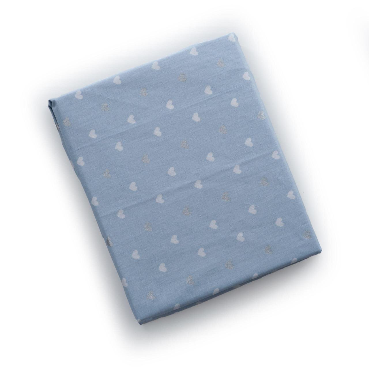 Простынь для кроватки Twins Dolce Insta Сердечко на резинке 120x60 см Голубой (T9991)