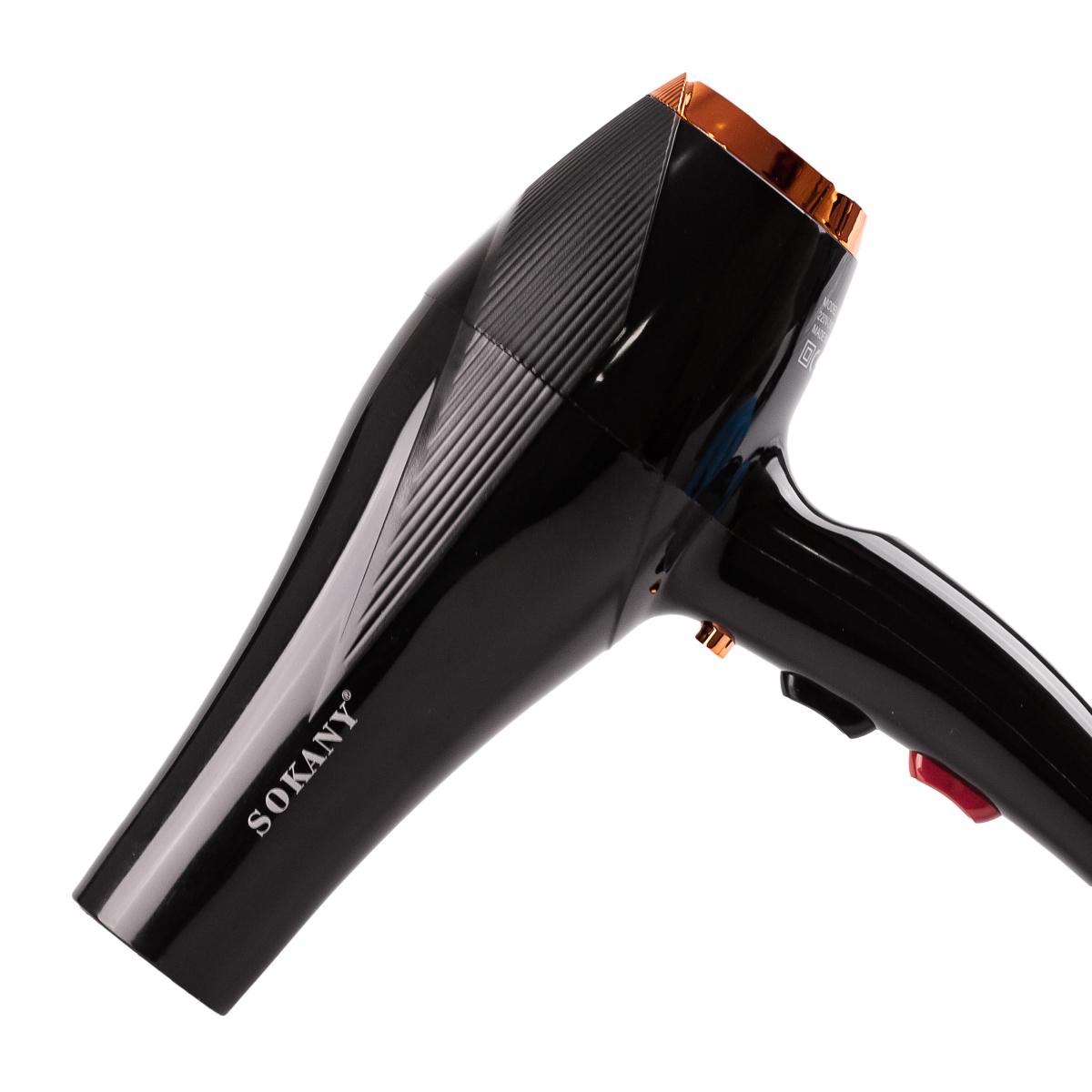 Фен для волос Sokany SK-2214 профессиональный с насадками и расческами Черный (SK2214)