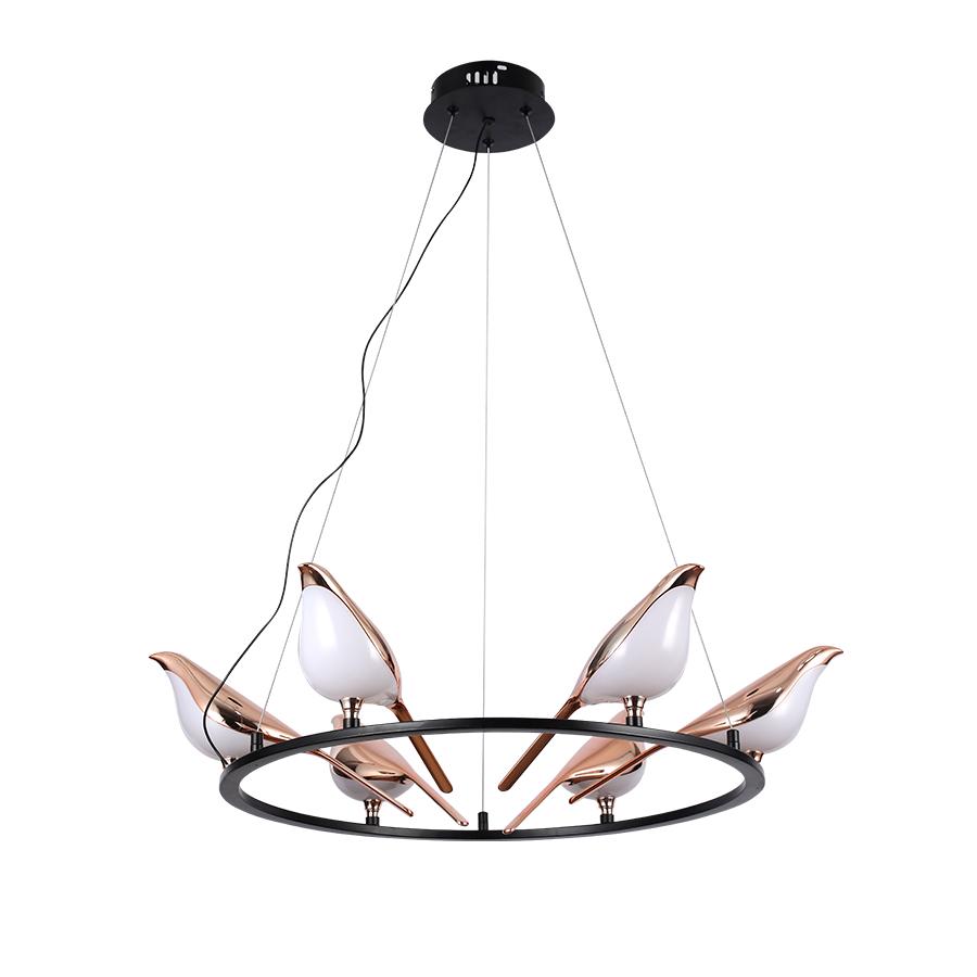 Люстра подвесная светодиодная Levistella 784V1004-6 BK/FGD Птицы Черный/Золотой