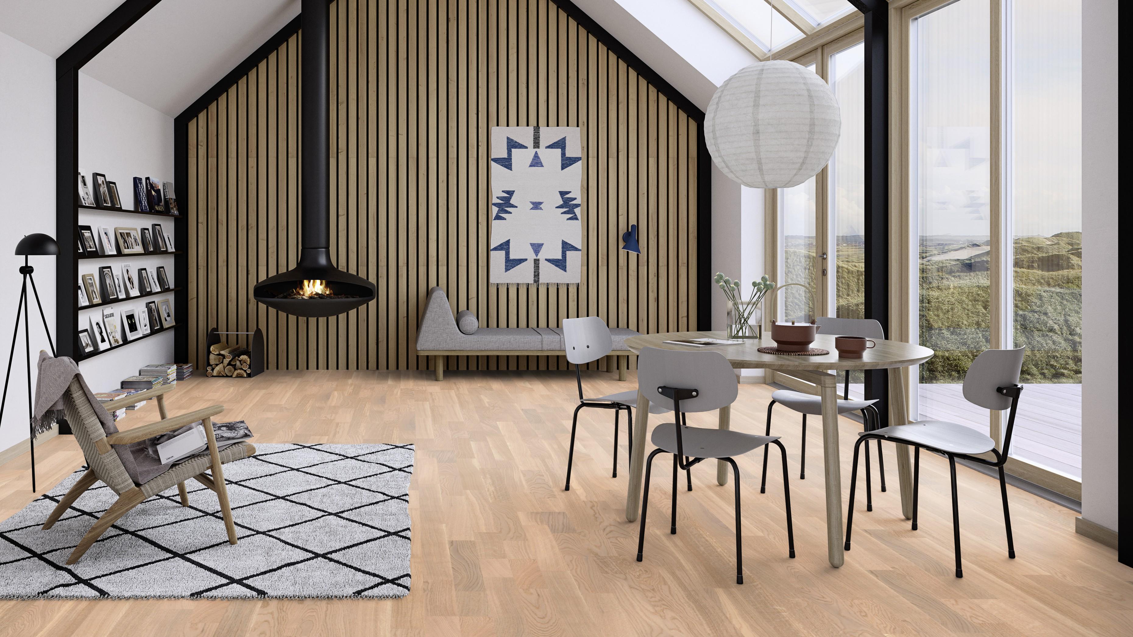 Паркетная доска Floor`360 Дуб Finale Live Matt lacquer white 3-полосная Лак