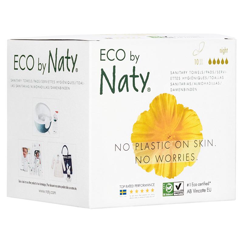 Прокладки гігієнічні Eco by Naty Extra Night Plus нічні з крильцями 5 крапель 10 шт. (244664)