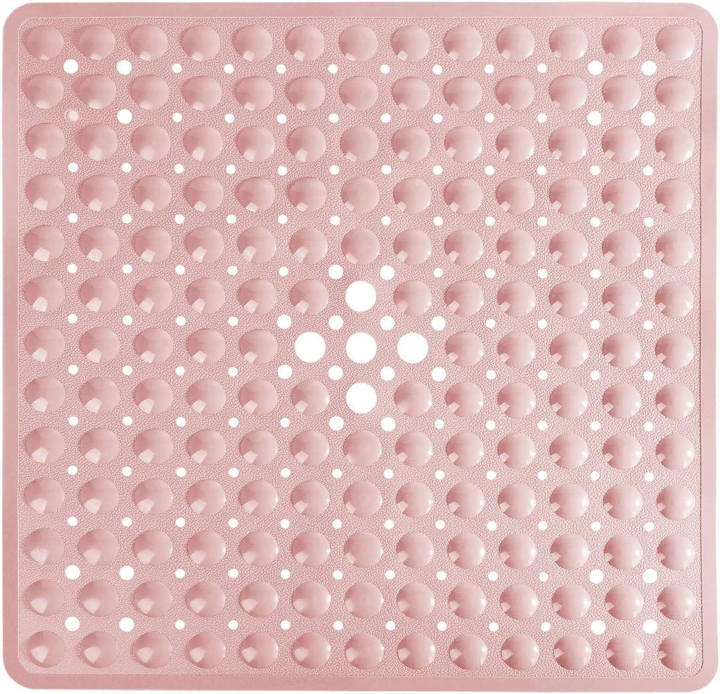 Килимок для душу і ванної кімнати Bathlux силіконовий протиковзкий на присосках 53х53 см Рожевий