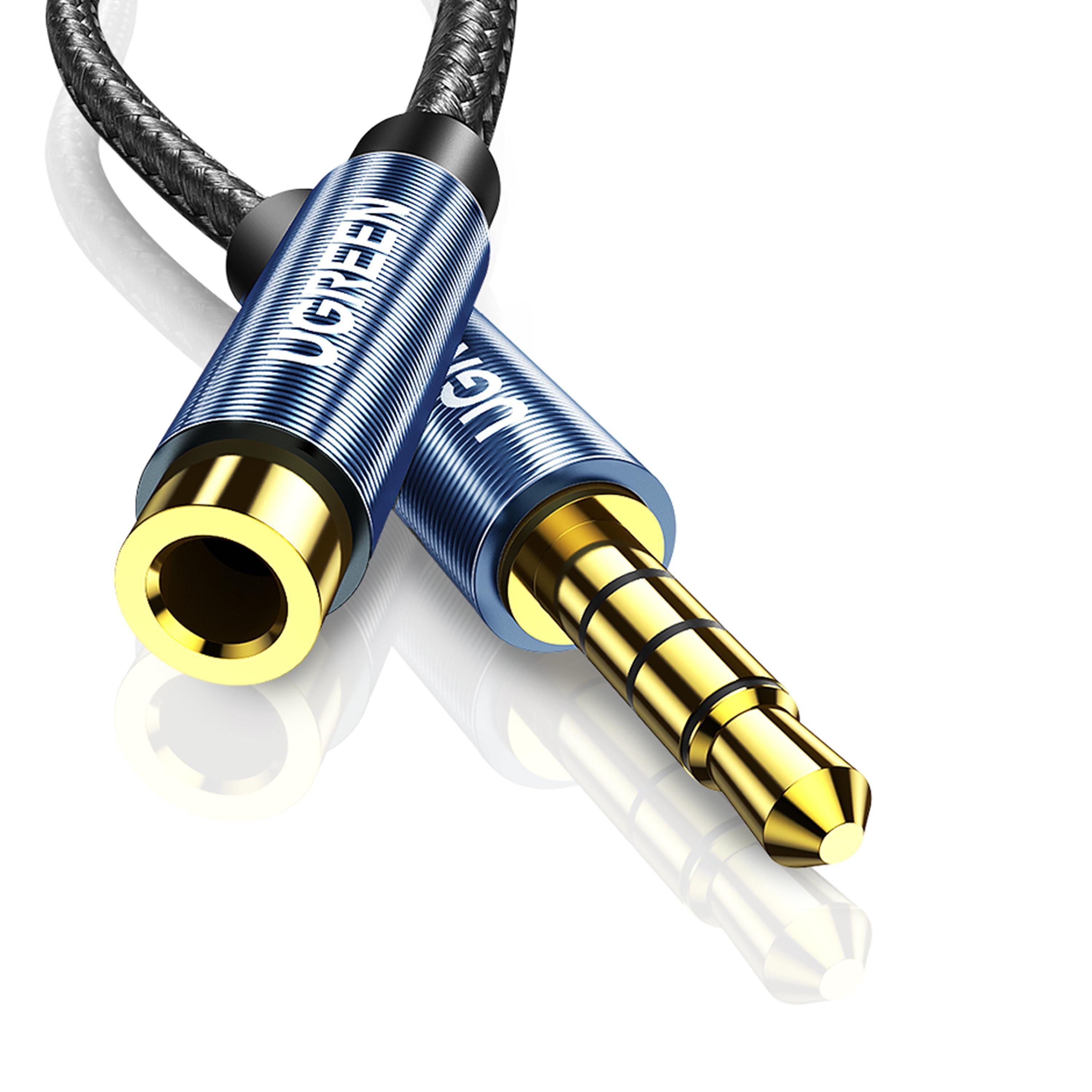 Кабель з підтримкою мікрофону UGREEN 3.5 мм minijack-3.5 мм minijack стерео AUX 4-піновий TRRS 2 м Чорний (40675)