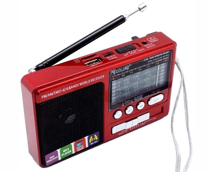 Радиоприемник всеволновый FM Golon RX 181 Power Bank/USB красный (1630744272)