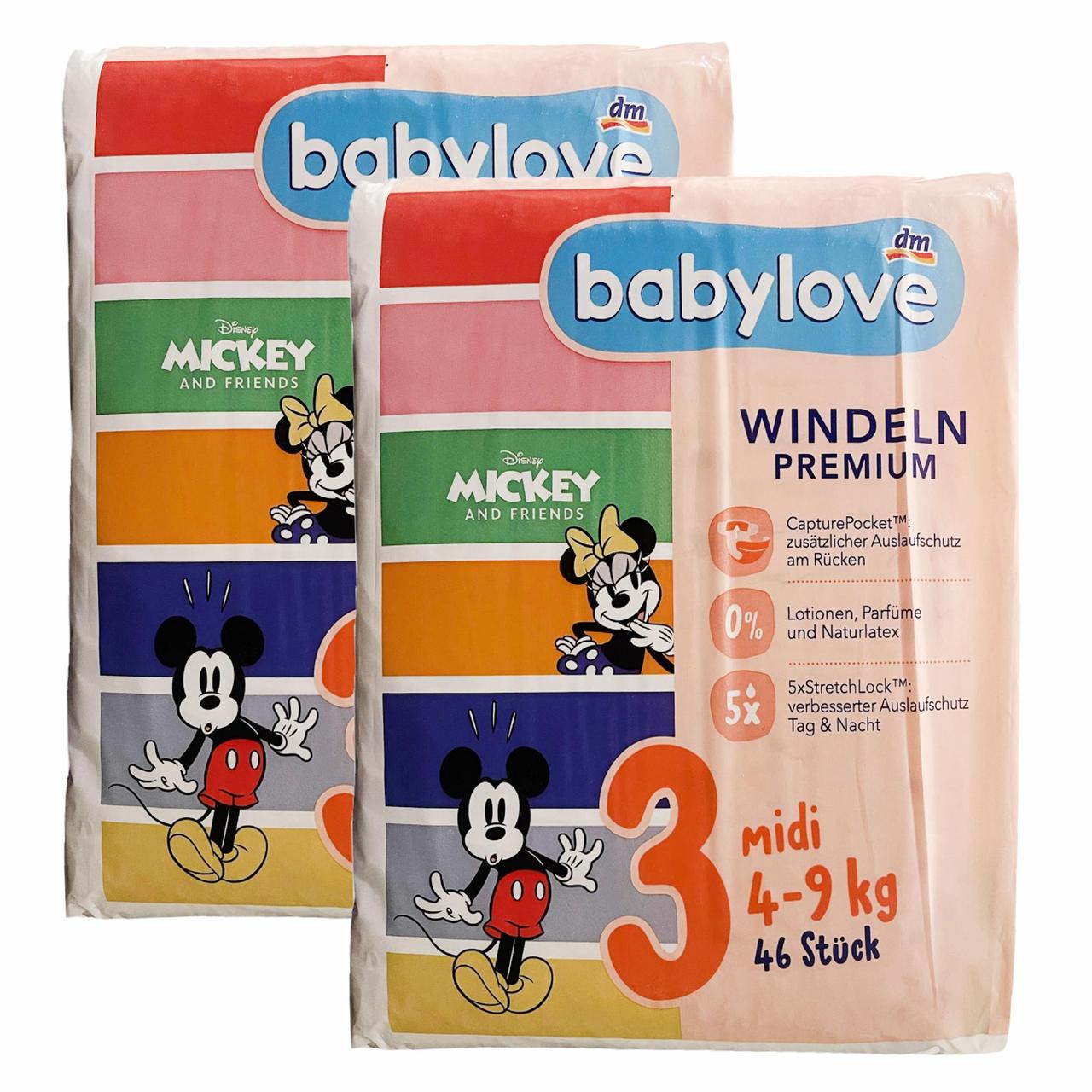 Підгузки Babylove Premium 3 Midi 4-9 кг 92 шт. (2490086222)