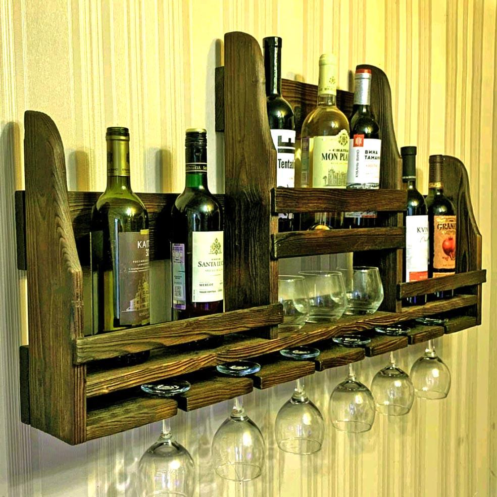 Полиця для вина настінна з дерева Мінато Рустикал (ПНК-009234)