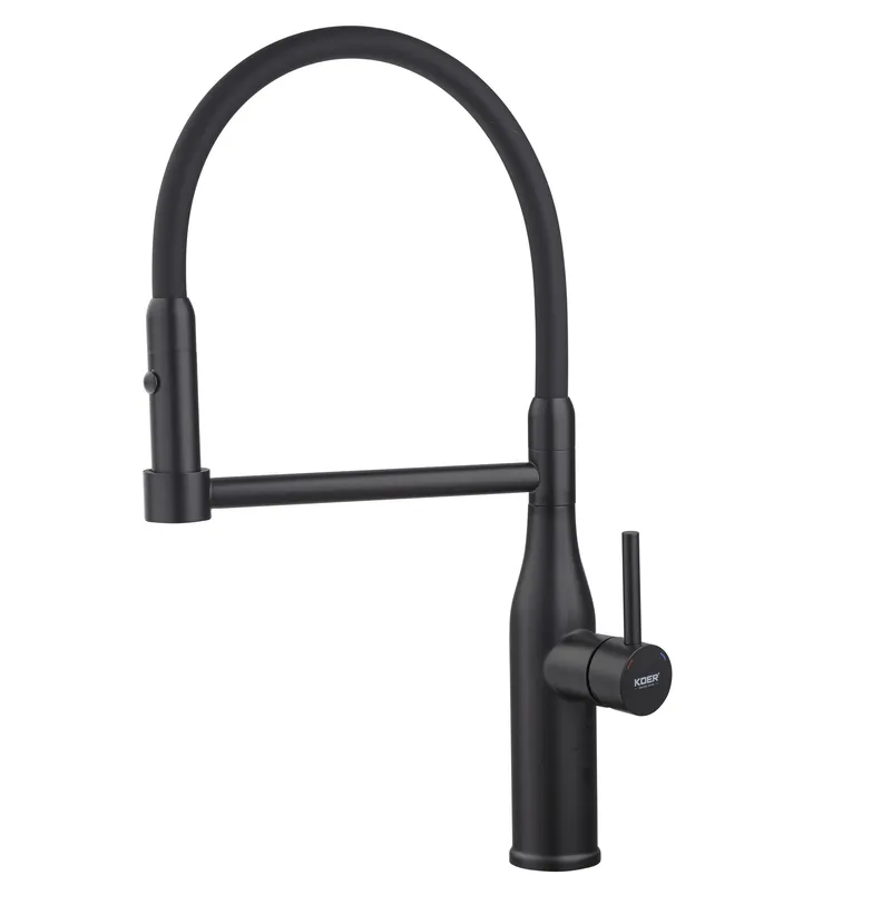Змішувач для кухні KOER KI-70005-05 з нержавіючої сталі з силіконовим виливом Чорний (OL-KR5005)
