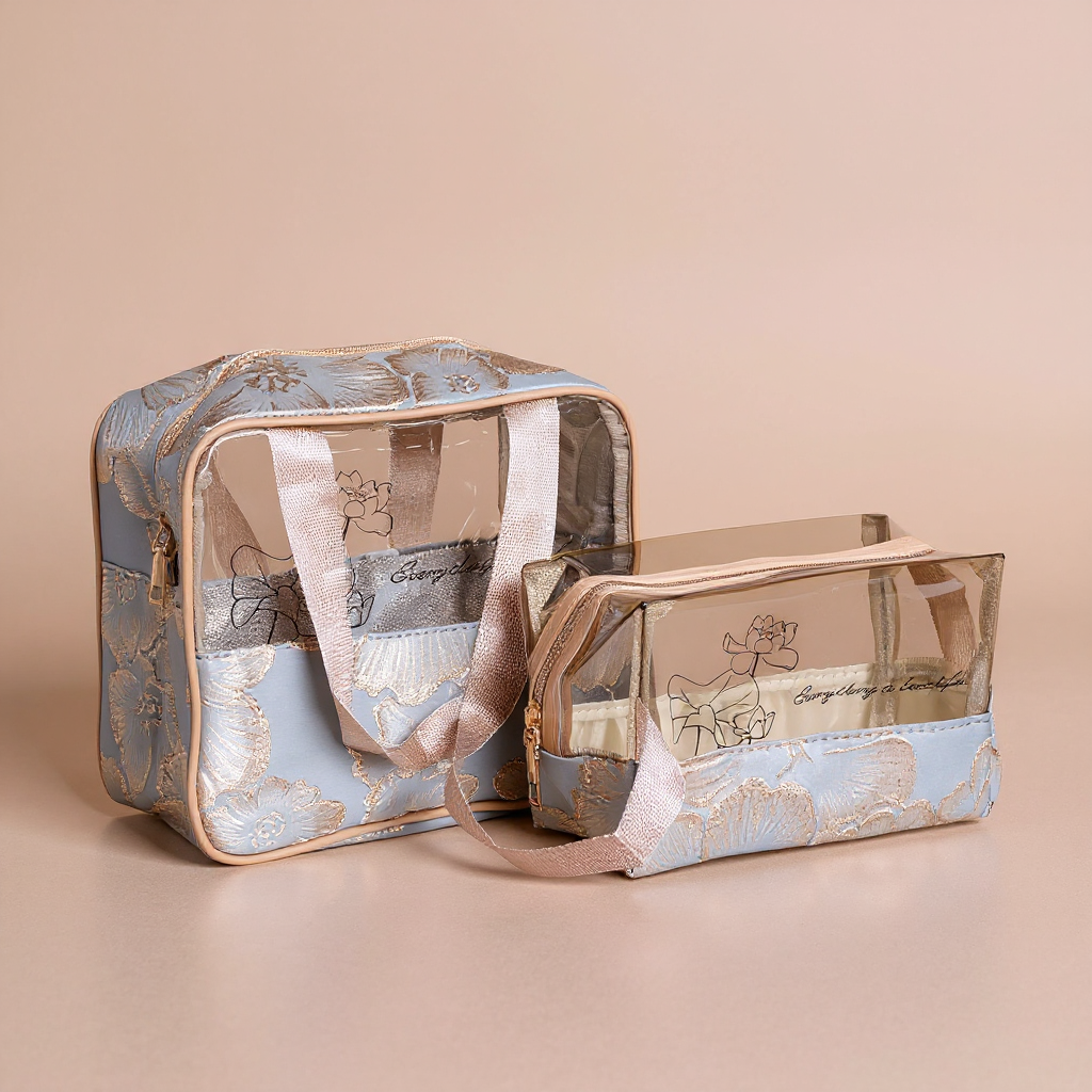 Набор косметичек дорожных прозрачных унисекс 2 шт. Голубой (HP-16-1KBL)