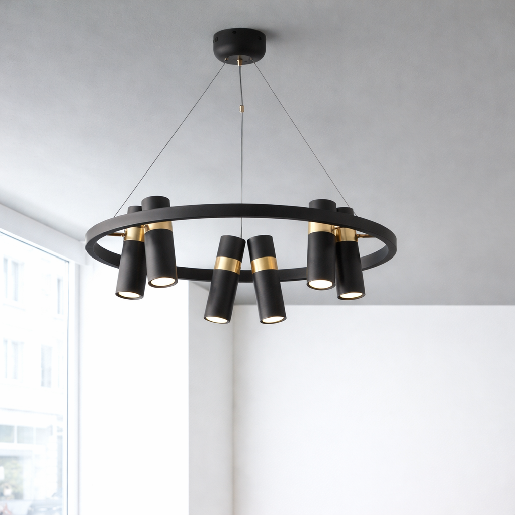 Светильник Spoor на тросах со спотами на 12 ламп Черный (J063/12 BK)