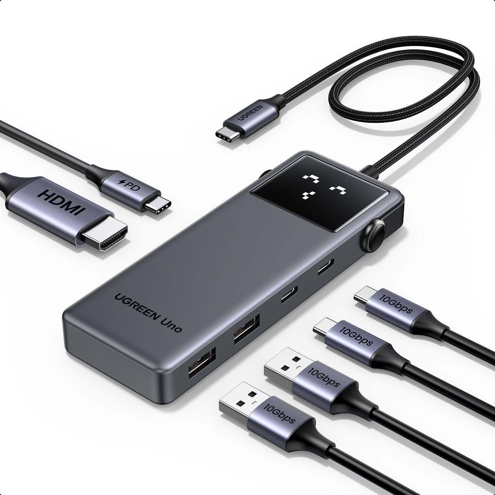 USB-хаб UGREEN Uno 4K 60Гц HDR 2x USB-C/2x USB-A 10 Гбіт/с PD 100 Вт Сірий (35998) USB-хаб UGREEN Uno 4K 60Гц HDR 2x USB-C/2x USB-A 10 Гбіт/с PD 100 Вт Сірий (35998)
