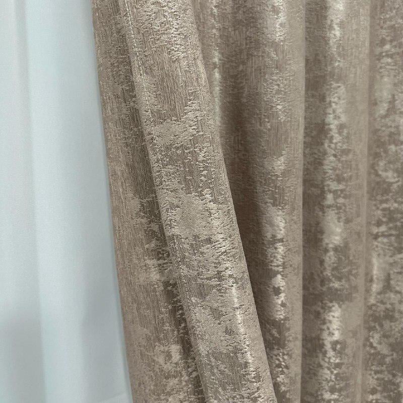 Шторы жаккардовые с мраморным узором среднее затемнение 1,5x2,7 м 2 шт. Кофейный (К1039-25) - фото 7