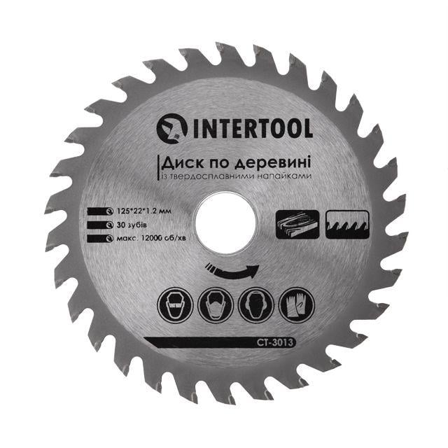 Диск пильный по дереву Intertool CT-3013 с твердосплавными напайками 125х22,2х1,2 мм 30 зубов