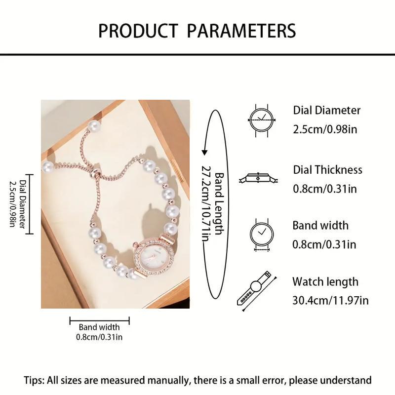 Наручний кварцовий годинник з регульованим браслетом із перлин та стразами Рожеве золото (2690598357) - фото 10 Наручний кварцовий годинник з регульованим браслетом із перлин та стразами Рожеве золото (2690598357) - фото 10