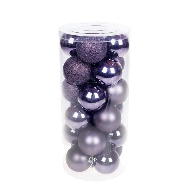 Набор пластиковых новогодних шаров Flora 24 шт. D-6 см (12081)