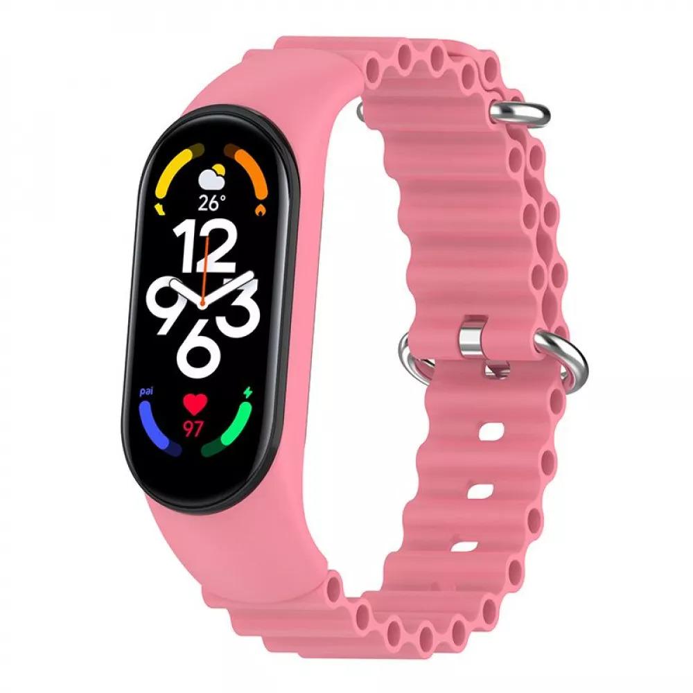 Ремешок силиконовый Ocean для фитнес-браслета PRC Mi Band 5/6 Pink (13925724)