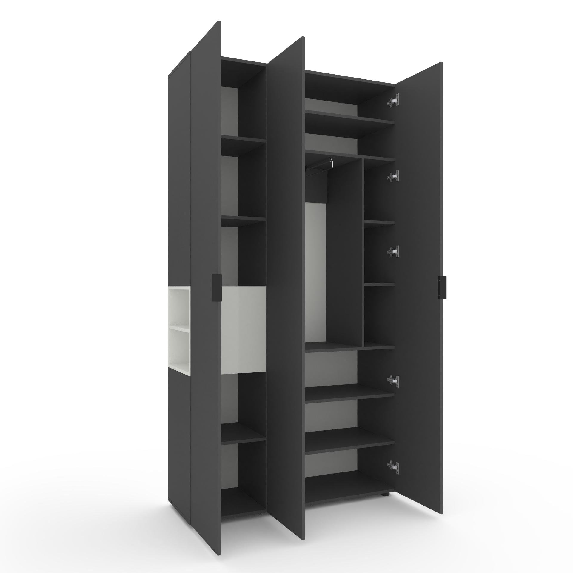 Шкаф Metkas Home A015L ЛДСП 1200x420x2300 мм Антрацитовый/Белый Снег - фото 2