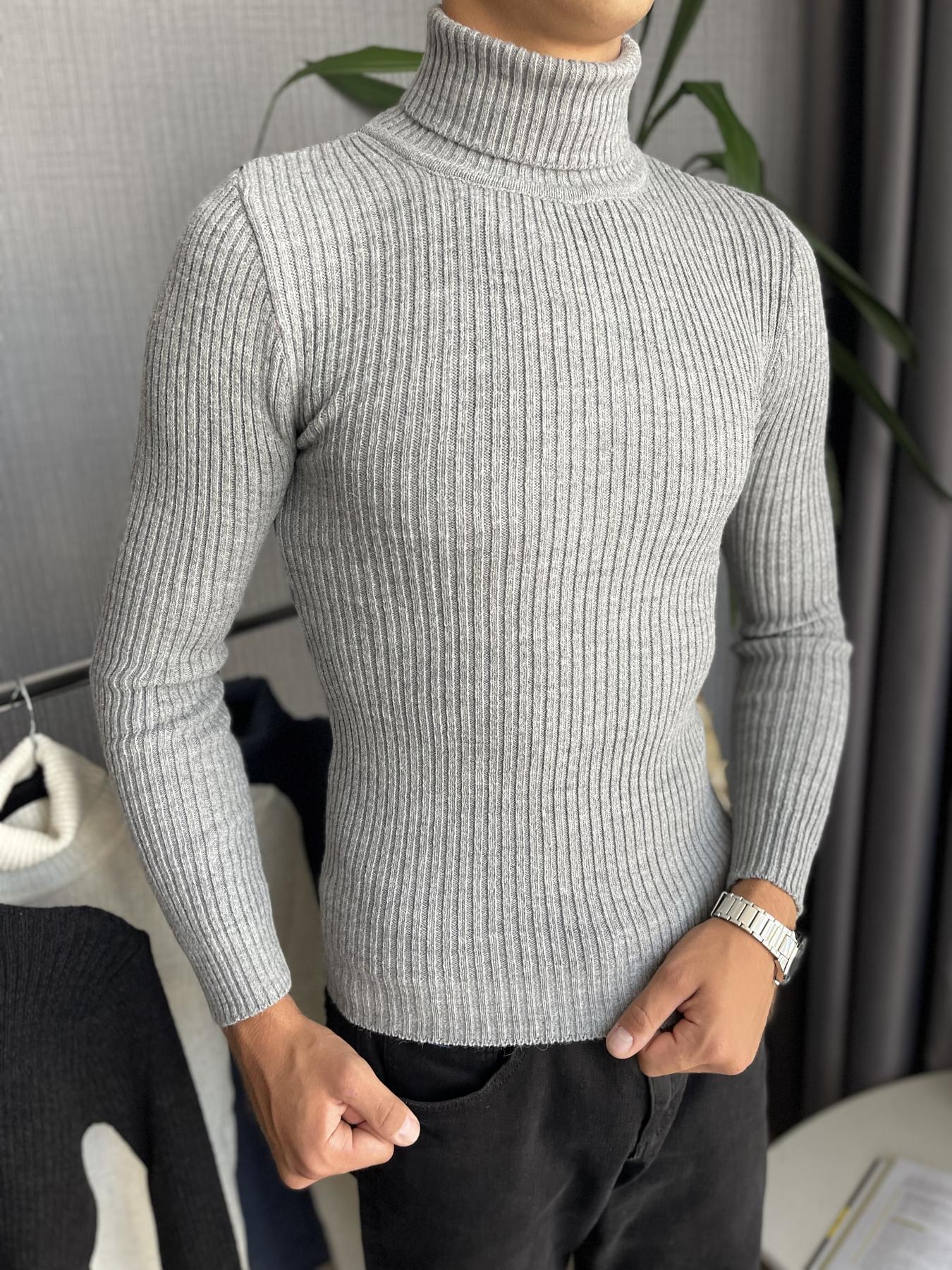 Гольф мужской в рубчик зимний с высоким горлом M Серый (25537/3/1) - фото 10 Гольф мужской в рубчик зимний с высоким горлом M Серый (25537/3/1) - фото 10