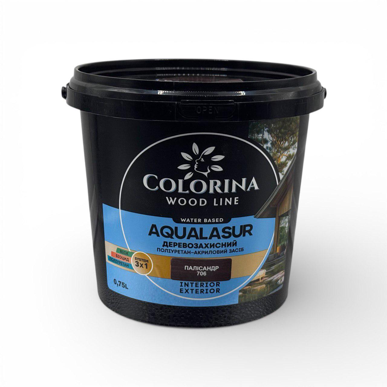 Лазурь деревозащитная с УФ-фильтром Colorina AQUALASUR 0,75 л палисандр (23814417)
