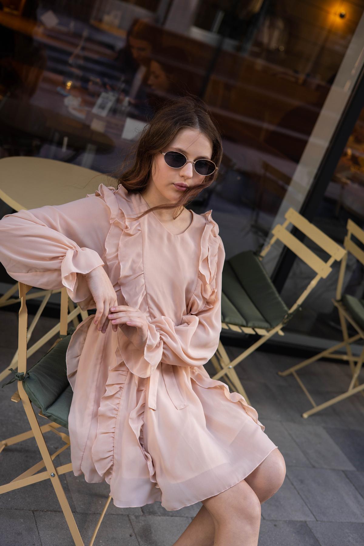 Сукня шифонова підліткова IRmAS 1265 146 см Бежевий - фото 4 Сукня шифонова підліткова IRmAS 1265 146 см Бежевий - фото 4