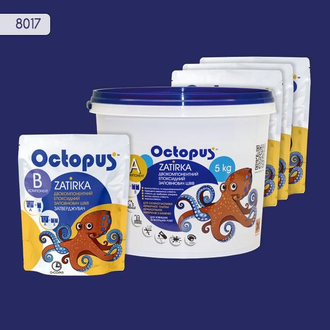 Фуга двухкомпонентная эпоксидная для плитки и мозаики Octopus 5 кг 8017 - фото 1