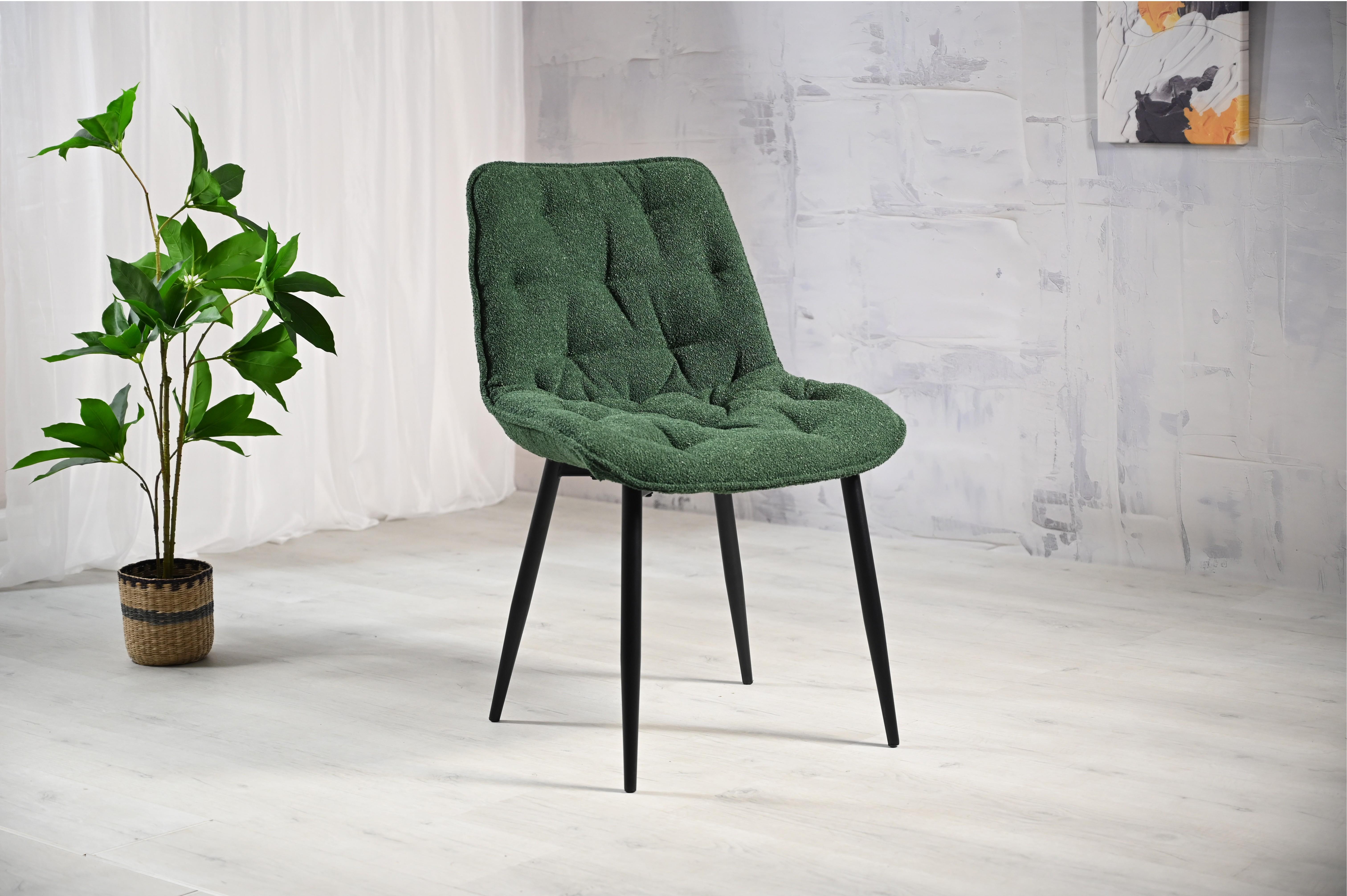 Стул обеденный Vetro M-78 букле металл 82х52х56х45 см Черный/Зеленый (23506020)