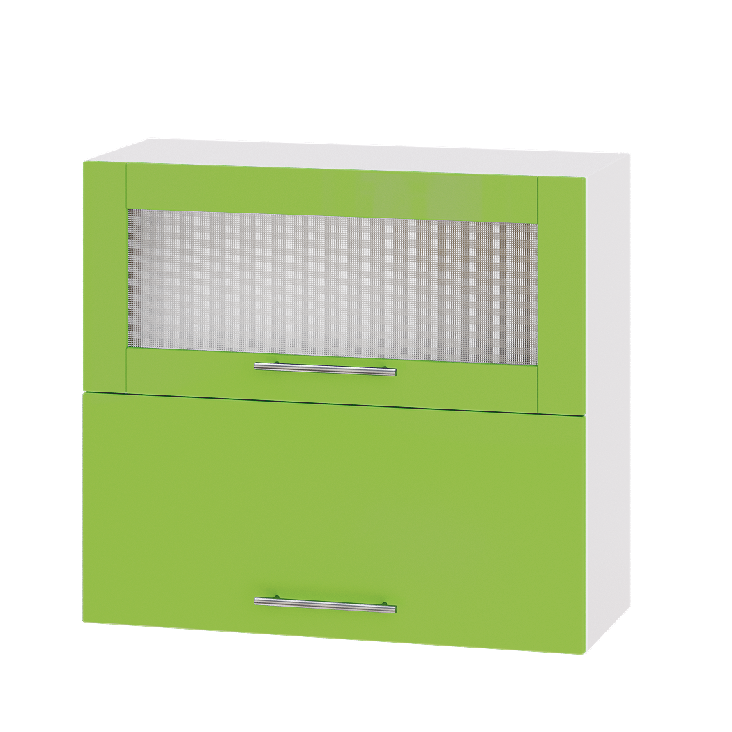 Шафа верхня Еверест Модерн модуль Верх вітрина ВВГ14-800 80х30х72 см Яблуко глянець/Білий (02700)